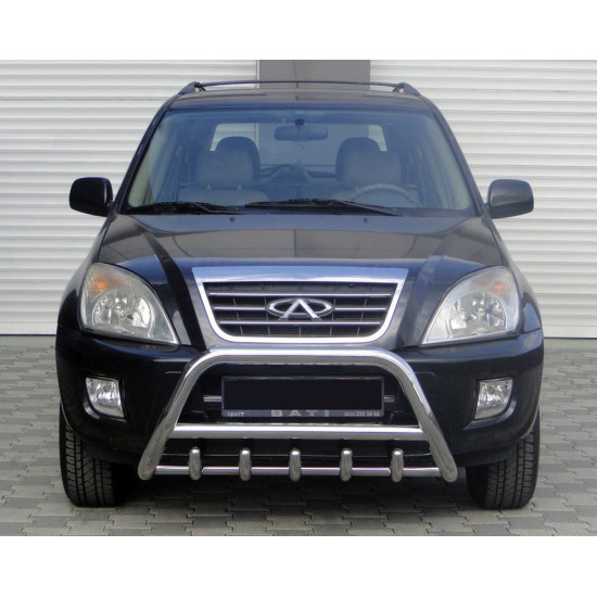 Кенгурятник WT003 (нерж.) d60 з написом для Chery Tiggo 1