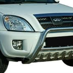 Кенгурятник WT003 (нерж.) d60 з написом для Chery Tiggo 1