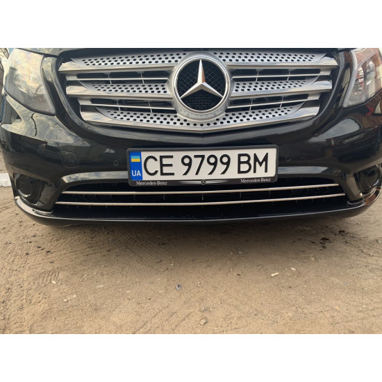 Накладки на решітку бампера (2 шт, нерж) Vito вантажний (хром) для Mercedes Vito / V-class W447 2014-2024 рр