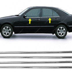 Нижня окантовка стекол (4 шт, нерж) OmsaLine - Італійська нержавійка для Mercedes E-сlass W210 1995-2002 рр