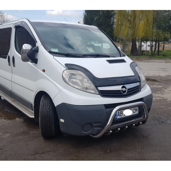 Кенгурятник WT003-4 (нерж.) З написом для Opel Vivaro 2001-2015 рр