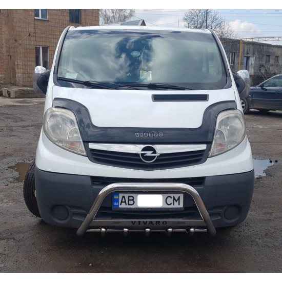 Кенгурятник WT003-4 (нерж.) З написом для Opel Vivaro 2001-2015 рр