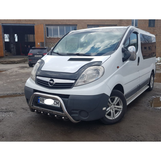 Кенгурятник WT003-4 (нерж.) З написом для Opel Vivaro 2001-2015 рр