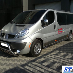 Кенгурятник WT003-4 (нерж.) З написом для Opel Vivaro 2001-2015 рр