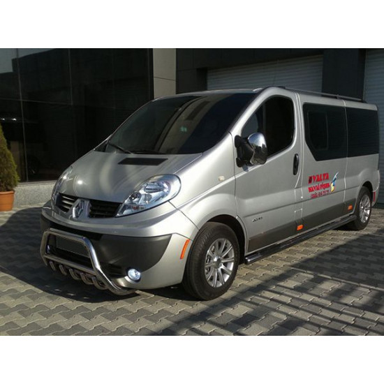 Кенгурятник WT003-4 (нерж.) З написом для Renault Trafic 2001-2015 рр