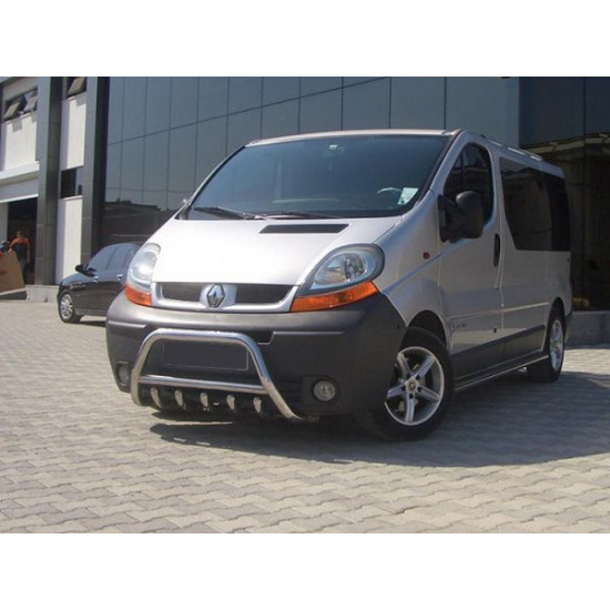 Кенгурятник WT003-4 (нерж.) З написом для Renault Trafic 2001-2015 рр