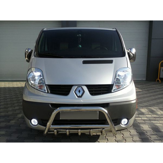 Кенгурятник WT003-4 (нерж.) З написом для Renault Trafic 2001-2015 рр