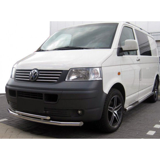 Нижня подвійна губа ST014 (нерж) 60 на 60мм для Volkswagen T5 Transporter 2003-2010 рр