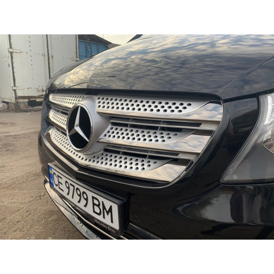 Накладки на решітку 2014-2020 (5 шт, BlackChrome) для Mercedes Vito / V-class W447 рр