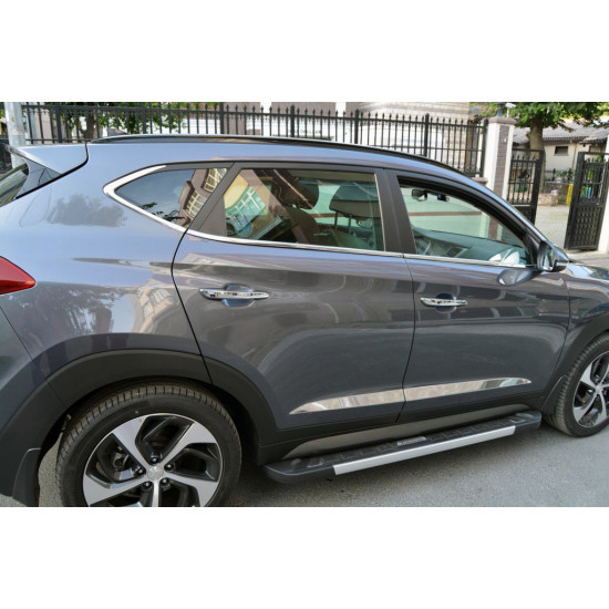 Молдинг дверний (широкий, 4 шт, нерж) для Hyundai Tucson TL 2016-2021рр