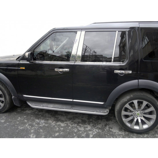 Молдинг дверних стійок (6 шт, нерж.) для Land Rover Discovery IV