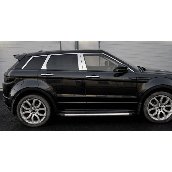 Молдинг дверних стійок (6 шт, нерж.) для Range Rover Evoque 2012-2018 рр