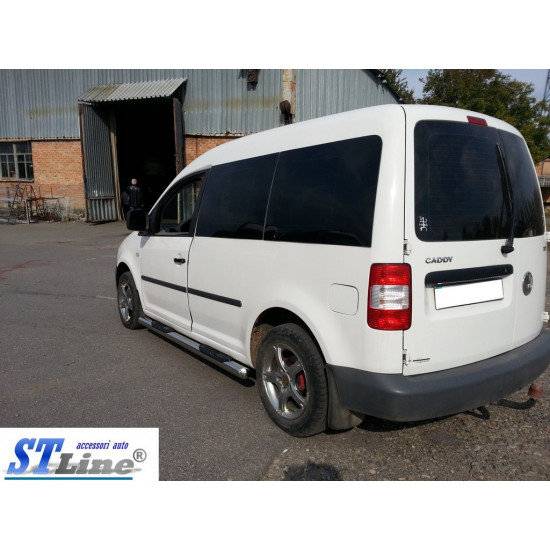 Бічні труби BB002 (2 шт., нерж) 60 мм, Стандартна база для Volkswagen Caddy 2010-2015рр