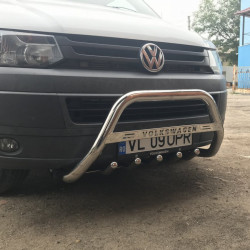 Кенгурятник WT003 (нерж) 60 мм, з написом для Volkswagen T5 2010-2015 рр