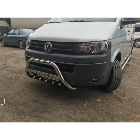 Кенгурятник WT003 (нерж) 60 мм, з написом для Volkswagen T5 2010-2015 рр