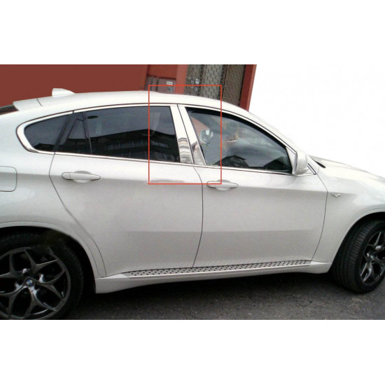 Молдинги на дверні стійки (нерж.) для BMW X6 E-71 2008-2014рр