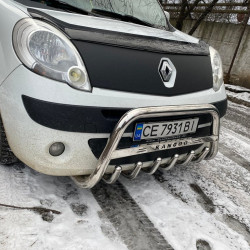 Кенгурятник WT003/004 (нерж.) з написом, 60 мм для Renault Kangoo 2008-2020 рр