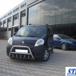 Кенгурятник WT003/004 (нерж.) з написом, 60 мм для Renault Kangoo 2008-2020 рр