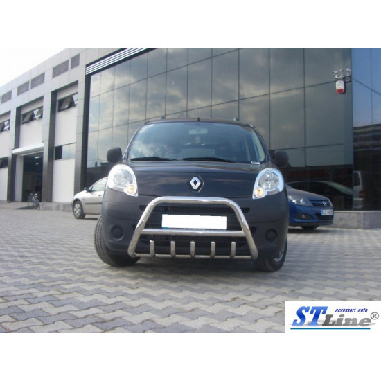 Кенгурятник WT003/004 (нерж.) з написом, 60 мм для Renault Kangoo 2008-2020 рр