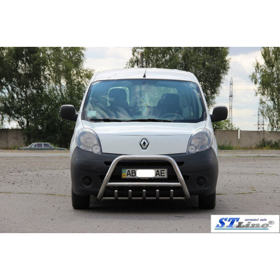 Кенгурятник WT003/004 (нерж.) з написом, 60 мм для Renault Kangoo 2008-2020 рр