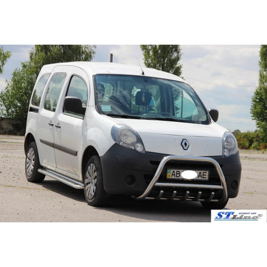 Кенгурятник WT003/004 (нерж.) з написом, 60 мм для Renault Kangoo 2008-2020 рр