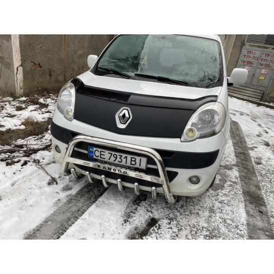 Кенгурятник WT003/004 (нерж.) з написом, 60 мм для Renault Kangoo 2008-2020 рр