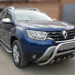 Кенгурятник без напису WT003 (нерж.) для Renault Duster 2018-2024 рр