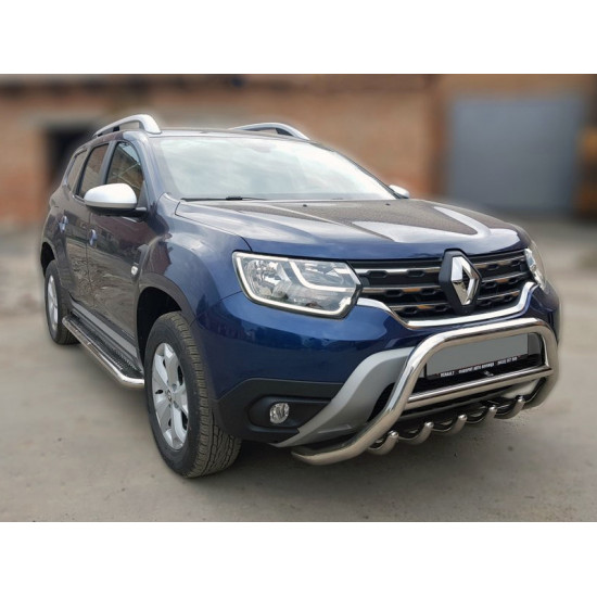 Кенгурятник без напису WT003 (нерж.) для Renault Duster 2018-2024 рр