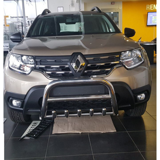 Кенгурятник без напису WT003 (нерж.) для Renault Duster 2018-2024 рр