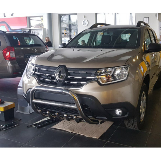 Кенгурятник без напису WT003 (нерж.) для Renault Duster 2018-2024 рр