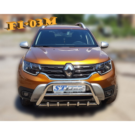 Кенгурятник без напису WT003 (нерж.) для Renault Duster 2018-2024 рр