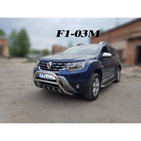 Кенгурятник без напису WT003 (нерж.) для Renault Duster 2018-2024 рр