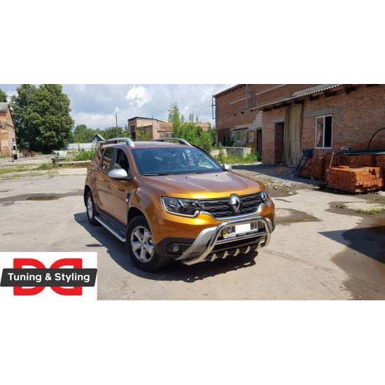 Кенгурятник без напису WT003 (нерж.) для Renault Duster 2018-2024 рр