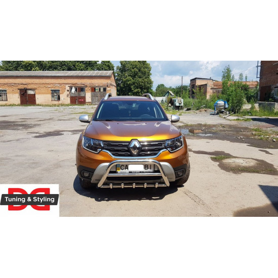 Кенгурятник без напису WT003 (нерж.) для Renault Duster 2018-2024 рр