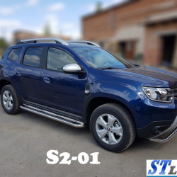 Бокові пороги Premium (2 шт., нерж.) Ø60 для Dacia Duster 2018-2024 рр