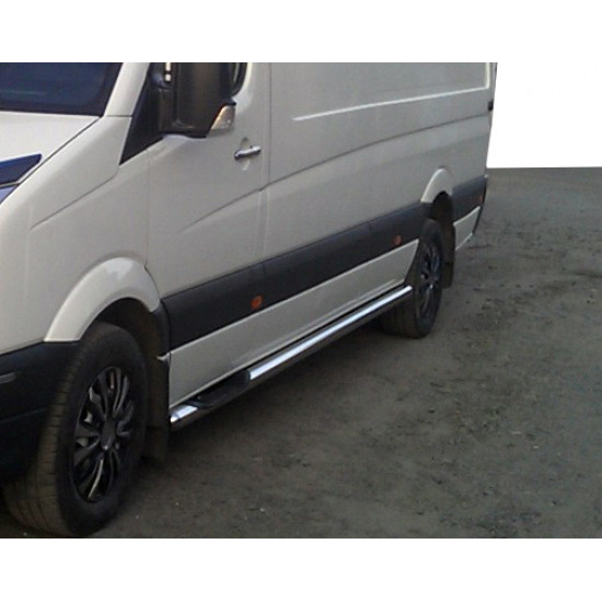 Бічні труби (2 шт., нерж.) d60, коротка база для Mercedes Sprinter W907/W910 2018-2024 рр