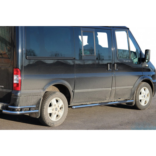 Бічні труби BB002 (2 шт., нерж.) 70 мм, коротка база для Ford Transit 2000-2014 рр