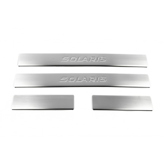 Накладки на пороги OmsaLine Solaris (4 шт, нерж) для Hyundai Accent Solaris 2011-2017 рр Накладки на пороги OmsaLine Solaris (4 шт, нерж) для Hyundai Accent Solaris 2011-2017 рр