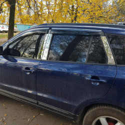 Молдинг дверних стійок (6 шт, нерж.) для Hyundai Santa Fe 2 2006-2012рр