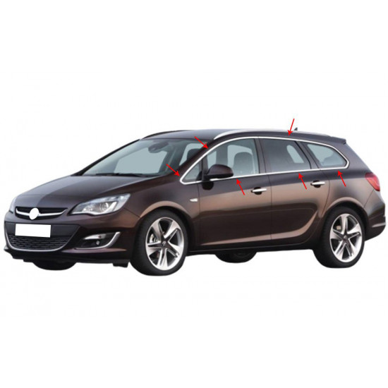 Повна окантовка стекол (Sport Tourer, 12 шт, нерж) для Opel Astra J 2010-2024 рр