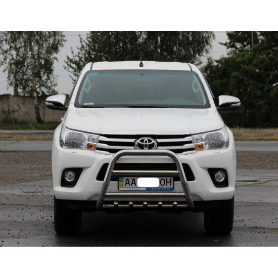 Кенгурятник QT006 (нерж.) для Toyota Hilux 2015-2024 рр