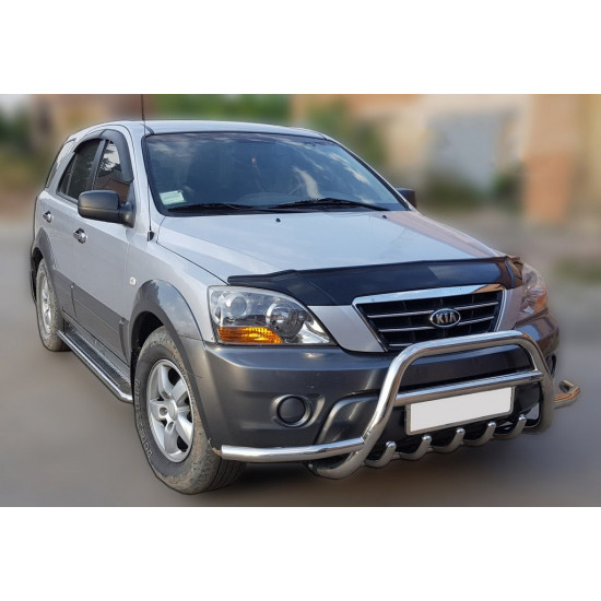 Кенгурятник з вусами WT003 (нерж.) для Kia Sorento 2002-2009 рр