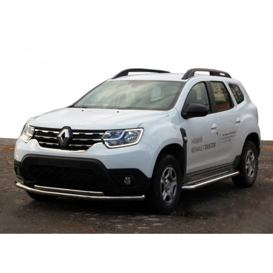 Передній захист F3-10 (нерж.) для Renault Duster 2018-2024 рр