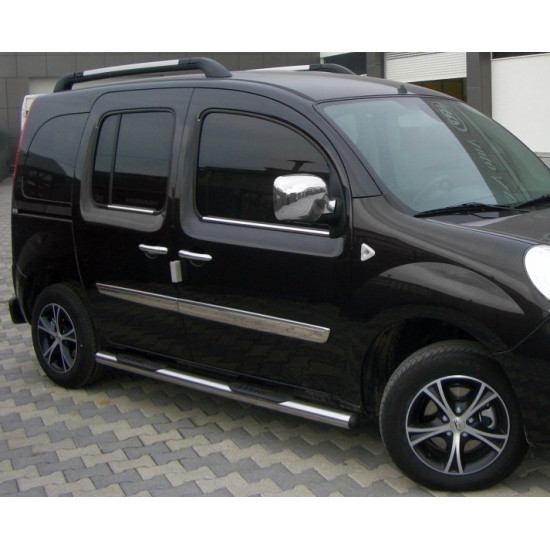 Бічні труби BB002 (2 шт., нерж.) 60 мм, коротка база для Renault Kangoo 2008-2020 рр