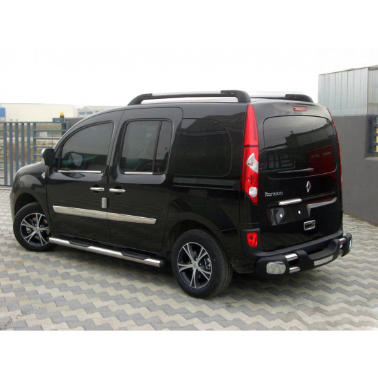 Бічні труби BB002 (2 шт., нерж.) 60 мм, коротка база для Renault Kangoo 2008-2020 рр