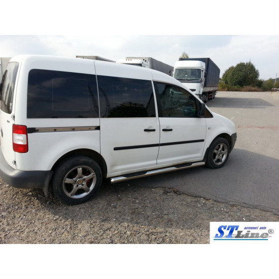 Бічні труби (2 шт., нерж) 70 мм, Стандартна база для Volkswagen Caddy 2004-2010 рр