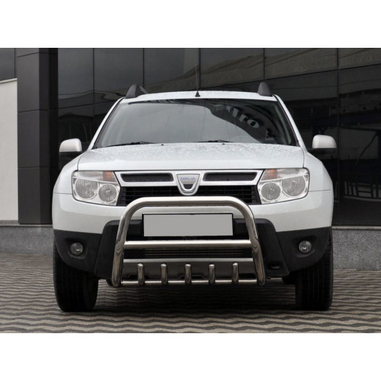 Кенгурятник без напису QT006 (нерж.) для Renault Duster 2008-2017 рр