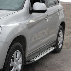 Бокові пороги Allmond Grey (2 шт., алюм.) для Mitsubishi ASX 2010-2023 рр