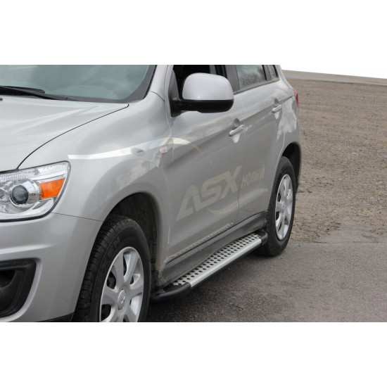 Бокові пороги Allmond Grey (2 шт., алюм.) для Mitsubishi ASX 2010-2023 рр