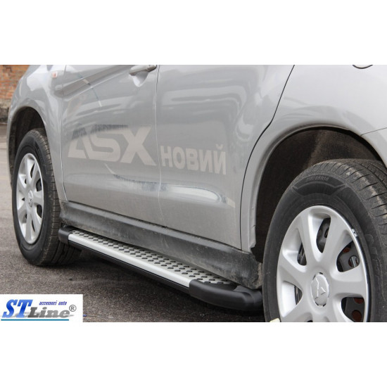 Бокові пороги Allmond Grey (2 шт., алюм.) для Mitsubishi ASX 2010-2023 рр